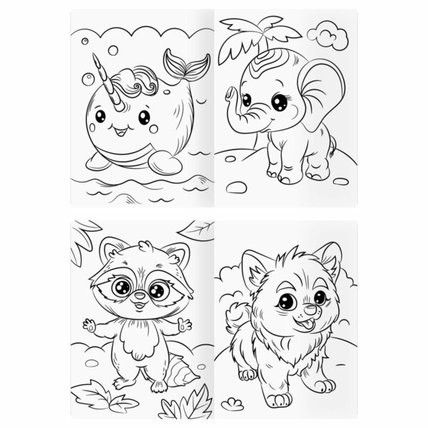 Раскраска А4, 16 стр., ТРИ СОВЫ "В стиле kawaii"