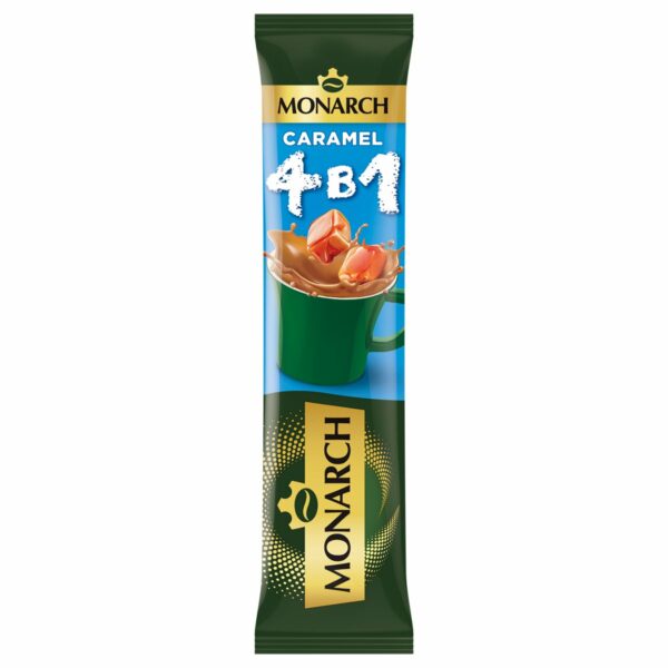 Кофе растворимый Monarch "Caramel", со вкусом карамели, 4в1, порционный 24 пакетика*13,5г, картонная коробка