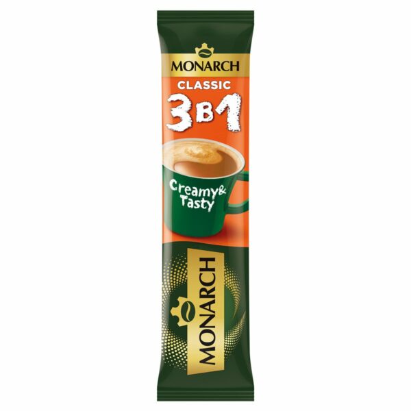 Кофе растворимый Monarch "Classic", 3в1, порошкообразный, порционный, 50 пакетиков*13,5г, мягкая упаковка
