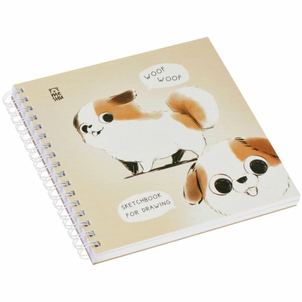 Скетчбук 60л., 150*150 MESHU "Cute dog", на гребне, soft-touch, 120г/м2