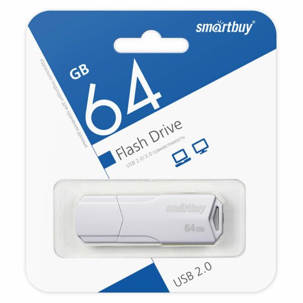 Память Smart Buy "Clue"  64GB, USB 2.0 Flash Drive, белый