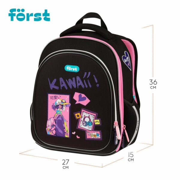 Ранец Först F-Light "Kawaii" 36*27*15см, 2 отделения, 2 кармана, анатомическая спинка