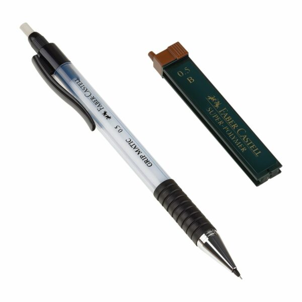 Карандаш механический Faber-Castell "Grip Matic"+грифели, 0,5мм, небесный, блистер