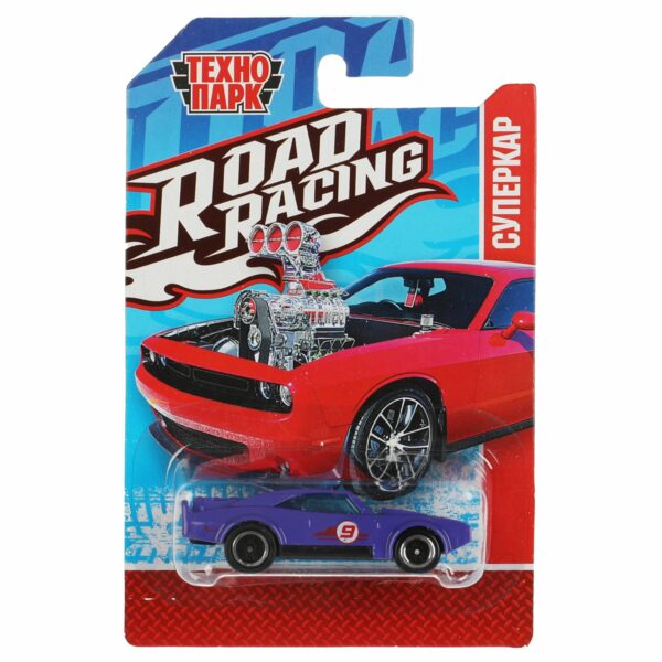 Машина игрушечная Технопарк "Road Racing. Суперкар", металл., 7,5см, ассорти, в блистере