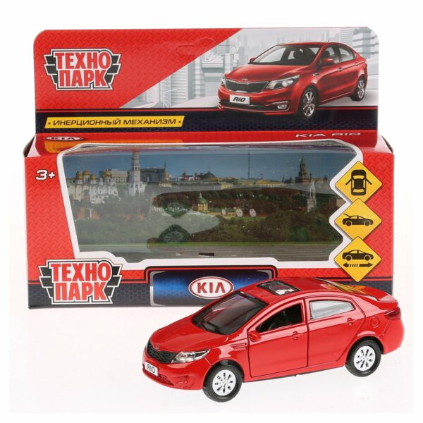 Машина игрушечная Технопарк "Kia Rio", KIA, металл., 12см, красный, инерционная, с подвижными элементами