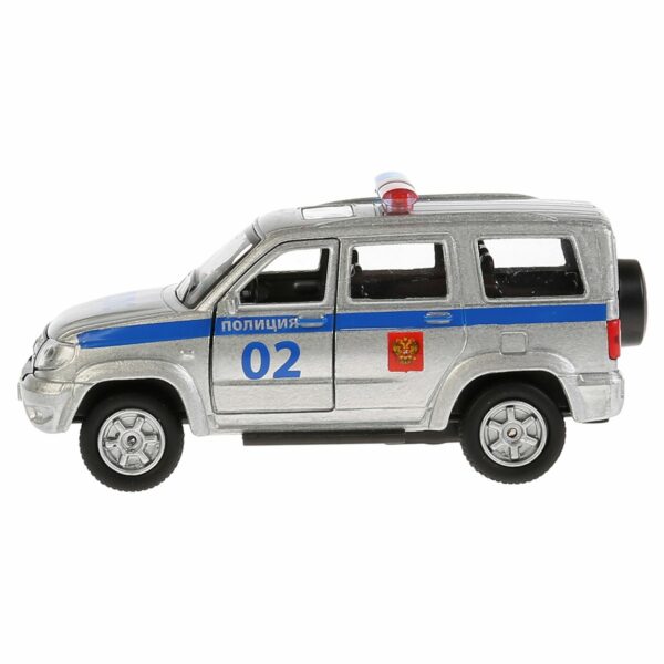 Машина игрушечная Технопарк "Полиция. УАЗ патриот", UAZ, металл., 12см, инерционная, с подвижными элементами