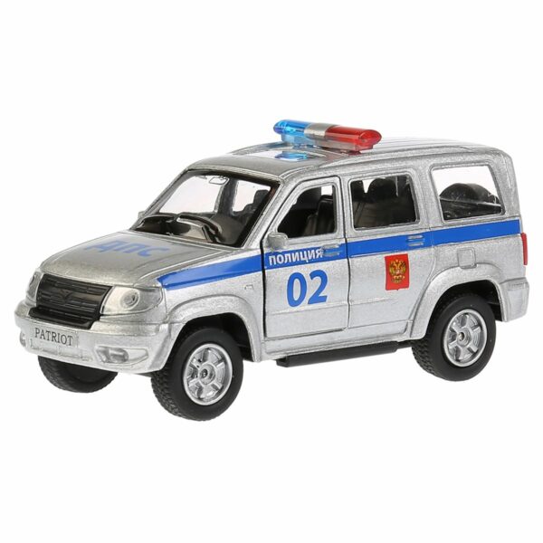 Машина игрушечная Технопарк "Полиция. УАЗ патриот", UAZ, металл., 12см, инерционная, с подвижными элементами