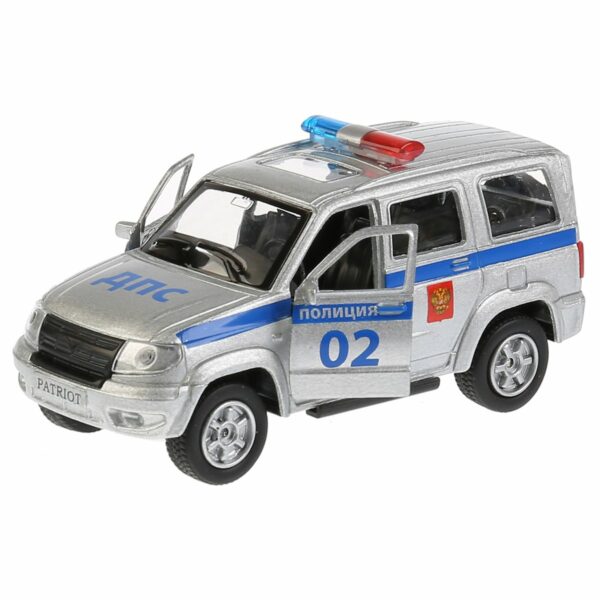 Машина игрушечная Технопарк "Полиция. УАЗ патриот", UAZ, металл., 12см, инерционная, с подвижными элементами