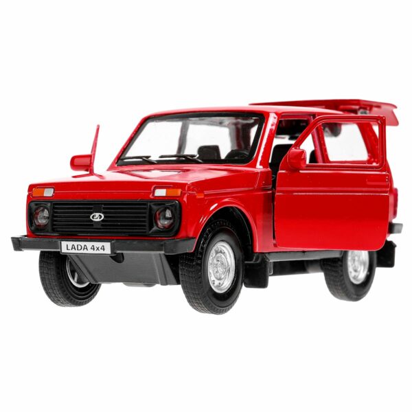 Машина игрушечная Технопарк "Lada 4x4", LADA, металл., 12см, красный, инерционная, с подвижными элементами