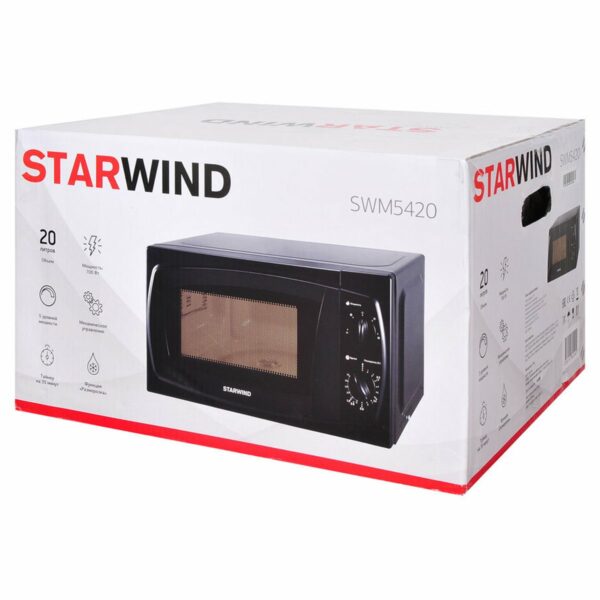 Микроволновая печь Starwind SWM5420, 20л, 700Вт, механическое управление, черная