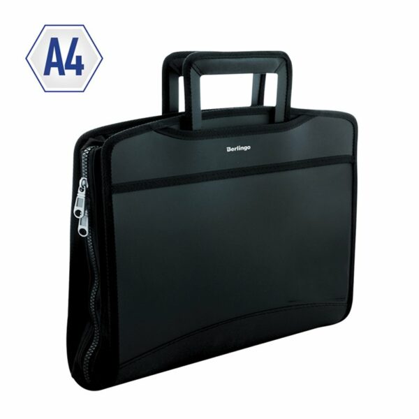 Папка-портфель 8 отделений Berlingo "Silk Touch" А4, 380*280*45мм, 700мкм, черная