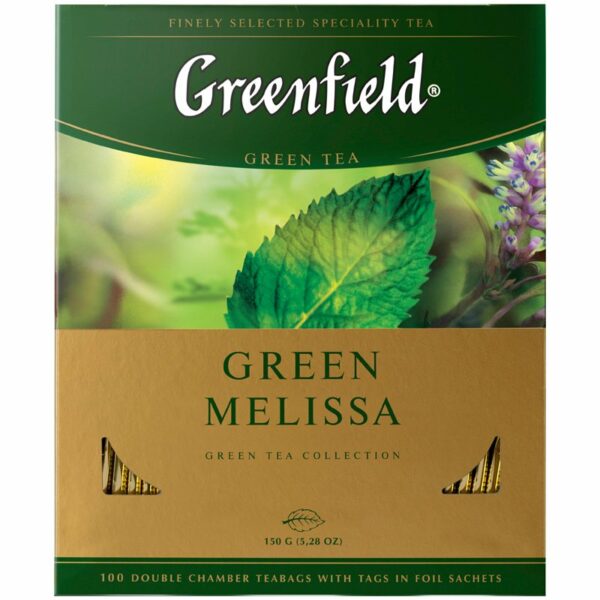 Чай Greenfield "Green Melissa", зеленый, 100 фольг. пакетиков по 1,5г.