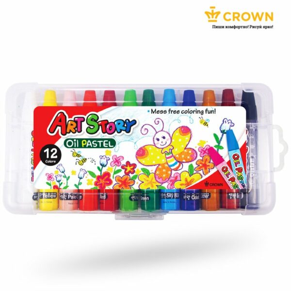 Пастель масляная Crown "ArtStory", 12 цветов, пласт. упаковка