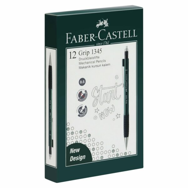 Карандаш механический Faber-Castell "Grip 1345" 0,5мм, B, грип, с ласт., автоподача грифеля, зеленый