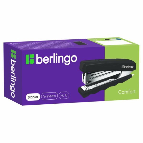 Степлер №10 Berlingo "Comfort" до 16л., пластиковый корпус, синий