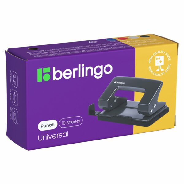 Дырокол Berlingo "Universal" 10л., металлический, синий