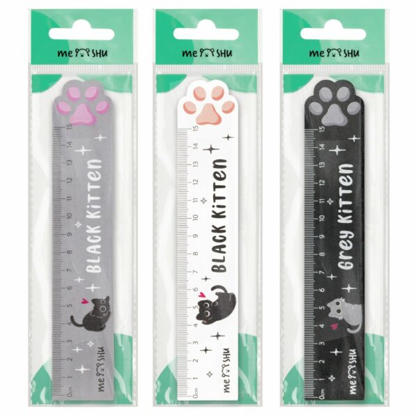 Линейка 15см MESHU "Paw", деревянная,  ассорти, европодвес