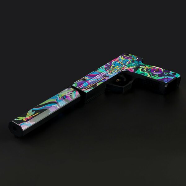 Пистолет деревянный ТРИ СОВЫ USP-S, серия легендарный, "Хамелеон", подложка ХДФ с европодвесом, термоусадка