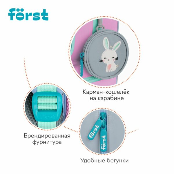 Рюкзак Först F-Kids "Enjoy!" 30,5*25,5*12см, 1 отделение, 5 карманов, эргономичная спинка