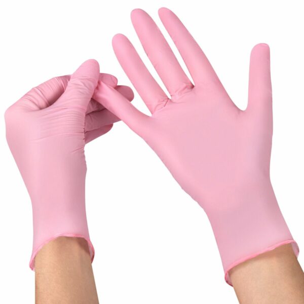 Перчатки нитриловые смотровые SFM Supersoft PINK, Германия, 100 пар (200 шт.), размер L (большой), розовые