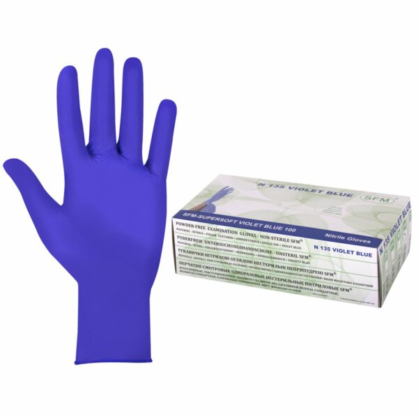 Перчатки нитриловые смотровые SFM Supersoft N135, Германия, 100 пар (200 шт.), размер S (малый), фиолетовые
