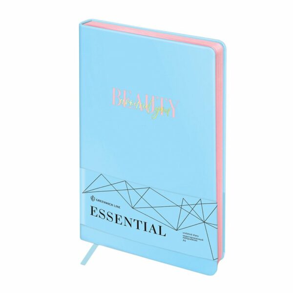 Ежедневник недатир. А5, 136л., кожзам, Greenwich Line "Essential. Blue", цв. срез