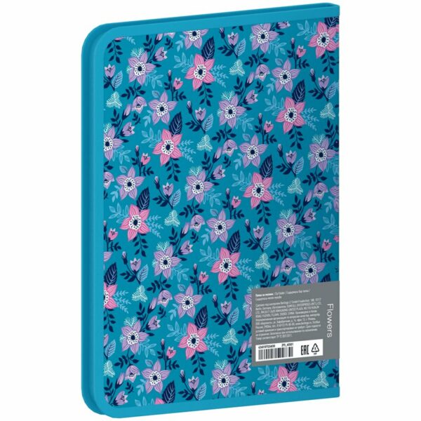 Папка на молнии Berlingo "Flowers" А5+, 600мкм, с рисунком