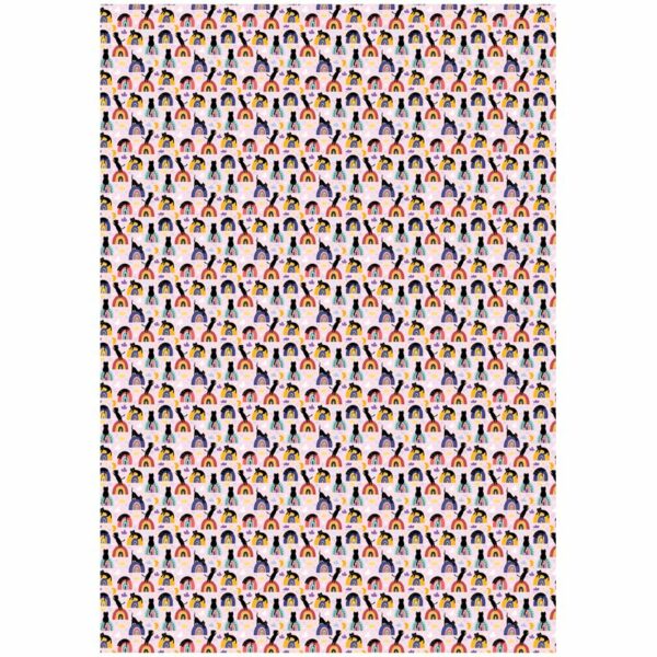 Упаковочная бумага глянц. 70*100см, MESHU "Black cats", 90г/м2