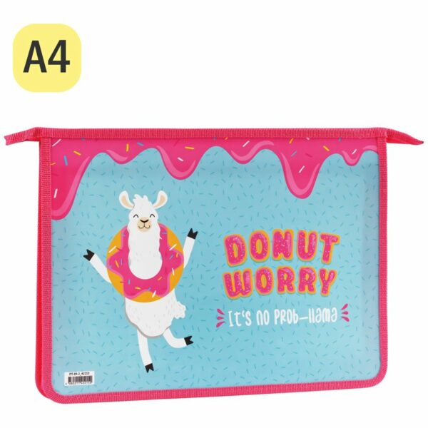 Папка для тетрадей 2 отделения А4 ArtSpace "Donut worry", пластик, на молнии