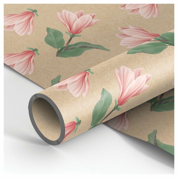 Упаковочная бумага крафт 70*100см, MESHU "Pastel flowers", 70г/м2