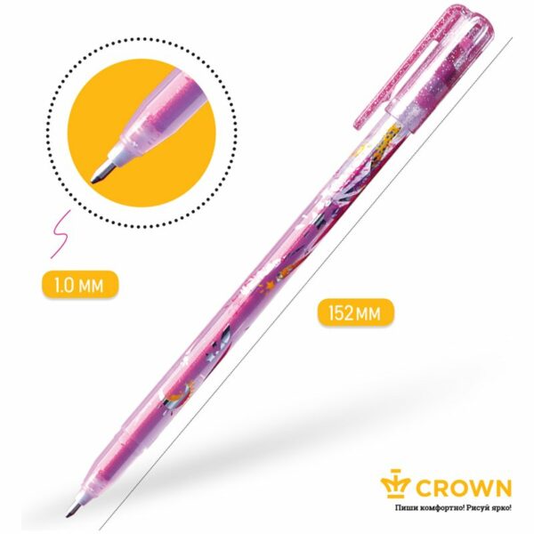 Набор гелевых ручек Crown "Glitter Metal Jell" 6шт., 06цв., 1,0мм, с блестками, ПВХ уп., европодвес