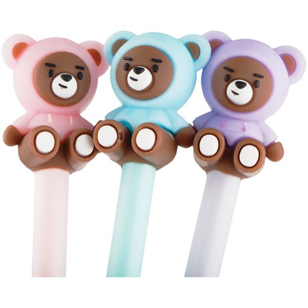 Ручка шариковая MESHU "Funny Bear" синяя, 0,7мм, корпус ассорти, с топпером