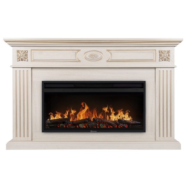 Каминокомплект: Очаг Electrolux EFP/P-3620LS, портал Siena 42/40/36, сл. кость с зол. патиной