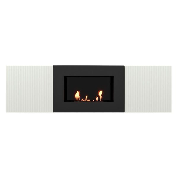 Каминокомплект: Тумба с биокамином Firelight BFP/P-1400L белая+набор керамических дров ель