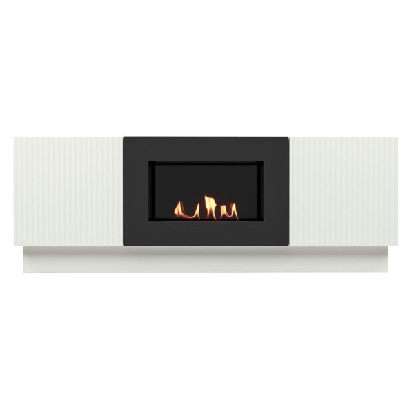 Каминокомплект: Тумба с биокамином Firelight BFP/P-1400L белая+набор керамических дров ель