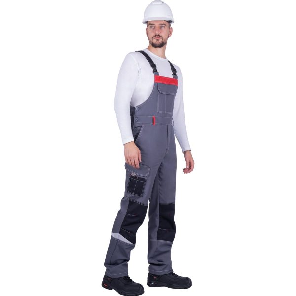 Полукомбинезон ТУРБО SAFETY летний, серый-чёрный-красный