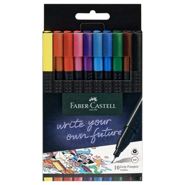 Набор капиллярных ручек Faber-Castell "Grip Finepen" 10цв., 0,4мм, трехгранные, пластик. уп., европодвес