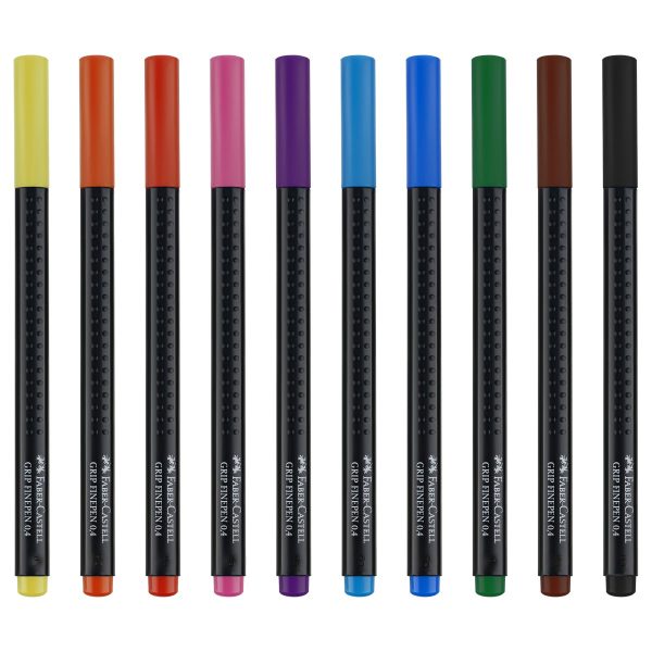 Набор капиллярных ручек Faber-Castell "Grip Finepen" 10цв., 0,4мм, трехгранные, пластик. уп., европодвес
