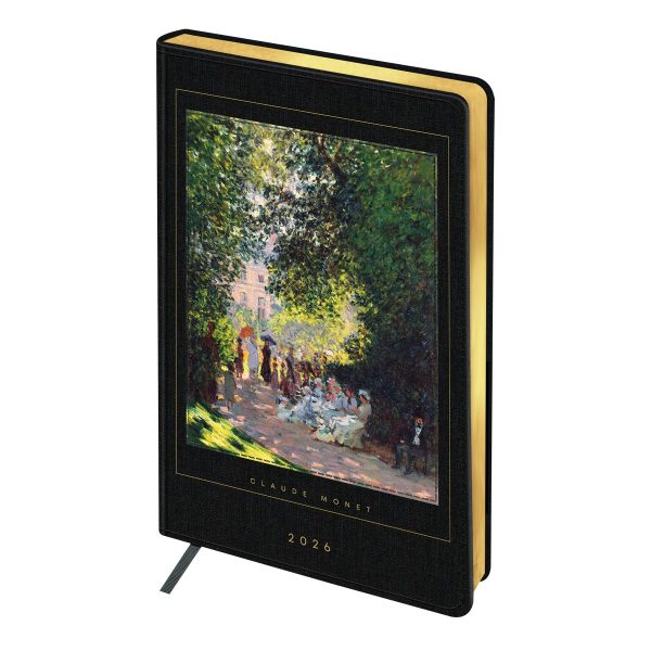 Ежедневник датированный 2026г., А5, 176л., твердый переплет, кожзам, Greenwich Line "High Art. Monet", золотой срез