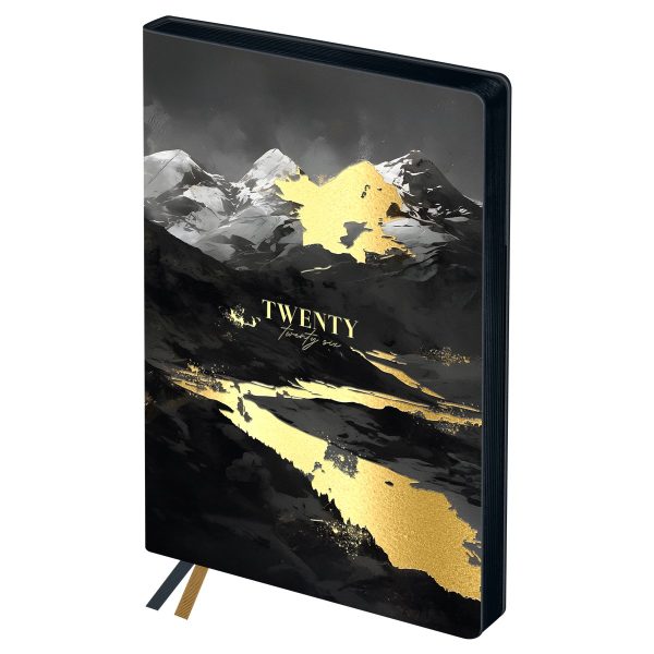 Ежедневник датированный 2026г., А6+, 176л., мягкий переплет, кожзам, BG "Accent. Mountains", отд. фольгой, цветной срез