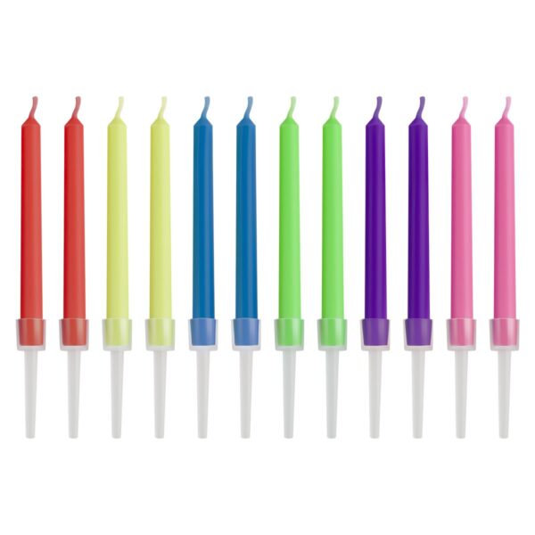 Свечи для торта с цветным пламенем MESHU "Bright flame", ассорти, 5,5см, 12шт