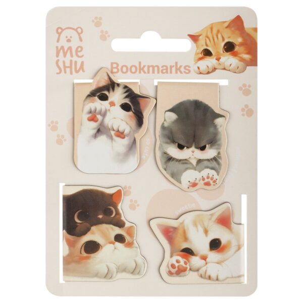 Закладки магнитные для книг, 4шт., MESHU "Cute kittens", матовая ламинация