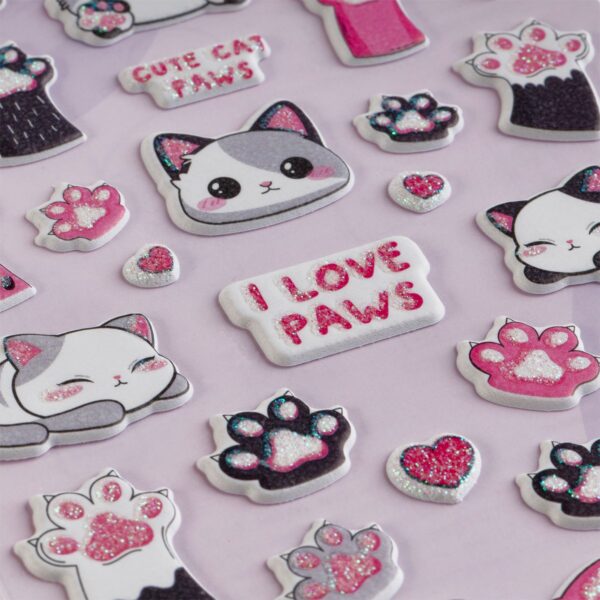 Наклейки объемные MESHU "Love Paws", 10*23см, с блестками, инд. уп., европодвес